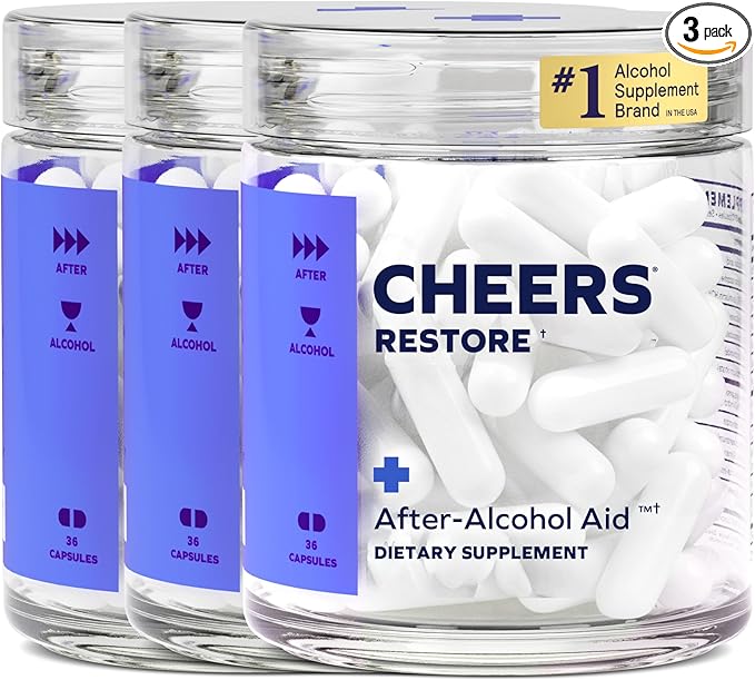Cheers Restore | Supplement with DHM + L-Cysteine | Feel Better After Drinking & Support Your Liver | 12 Doses | Dihydromyricetin, Cysteine, Prickly Pear, B-Vitamins, Ginger