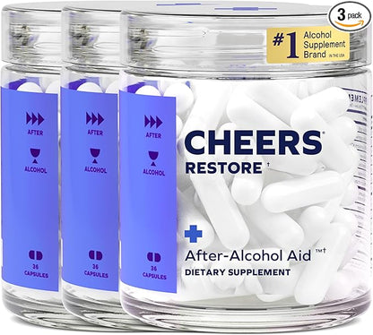 Cheers Restore | Supplement with DHM + L-Cysteine | Feel Better After Drinking & Support Your Liver | 12 Doses | Dihydromyricetin, Cysteine, Prickly Pear, B-Vitamins, Ginger